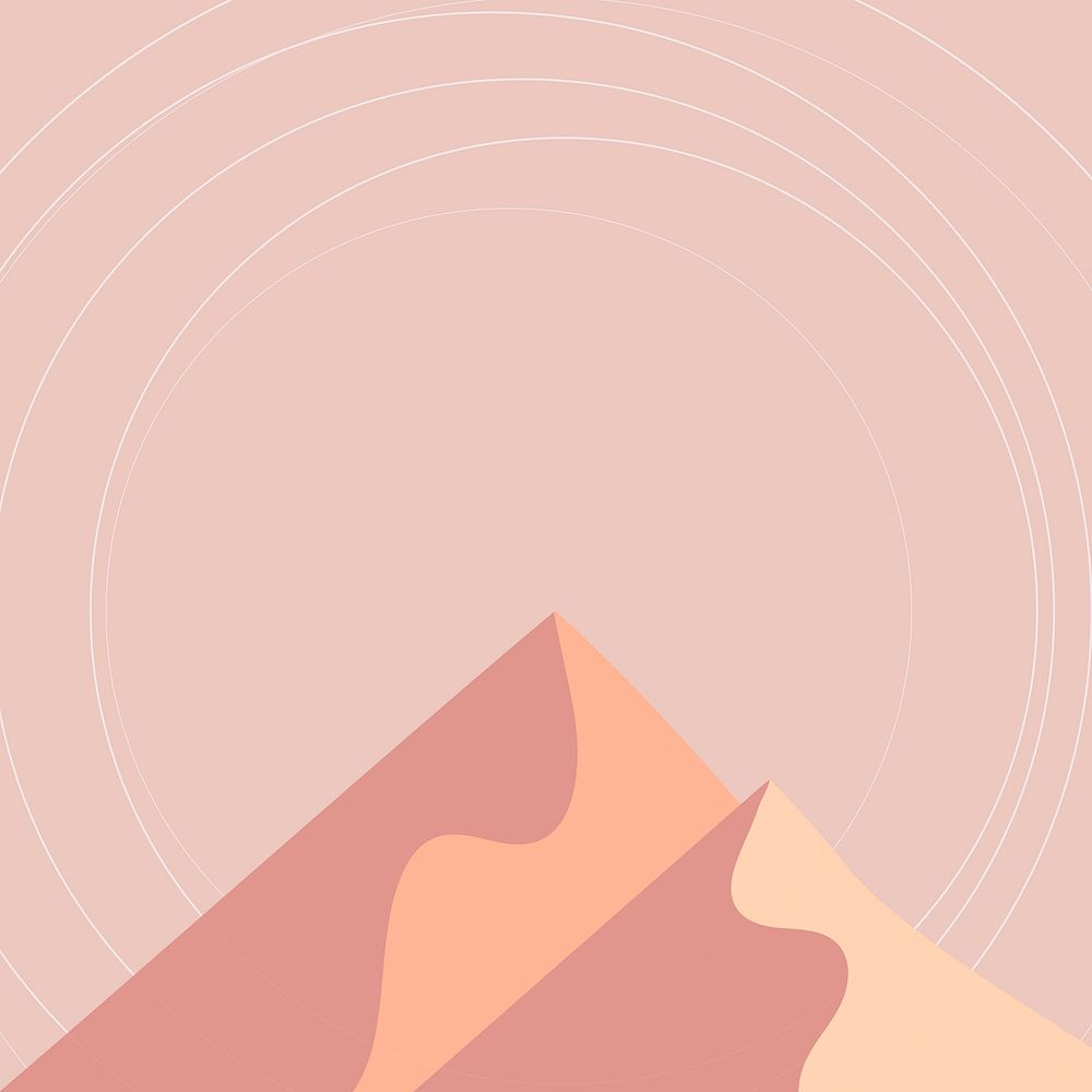 Mountain scenery aesthetic background vector in peachy orange