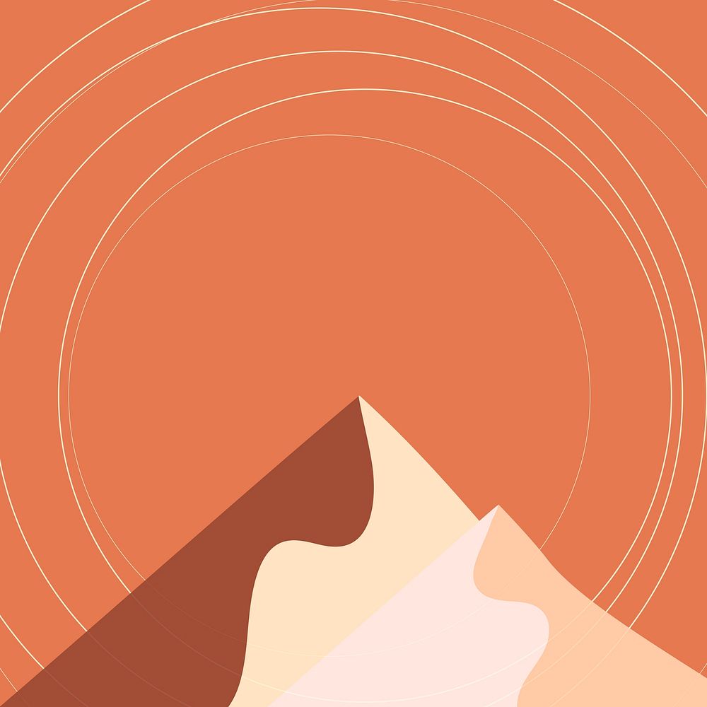 Orange mountain aesthetic background vector