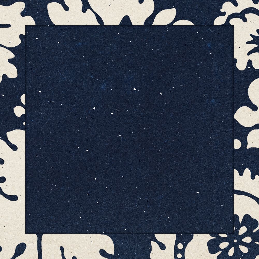William Morris floral frame psd remix botanical pattern indigo background