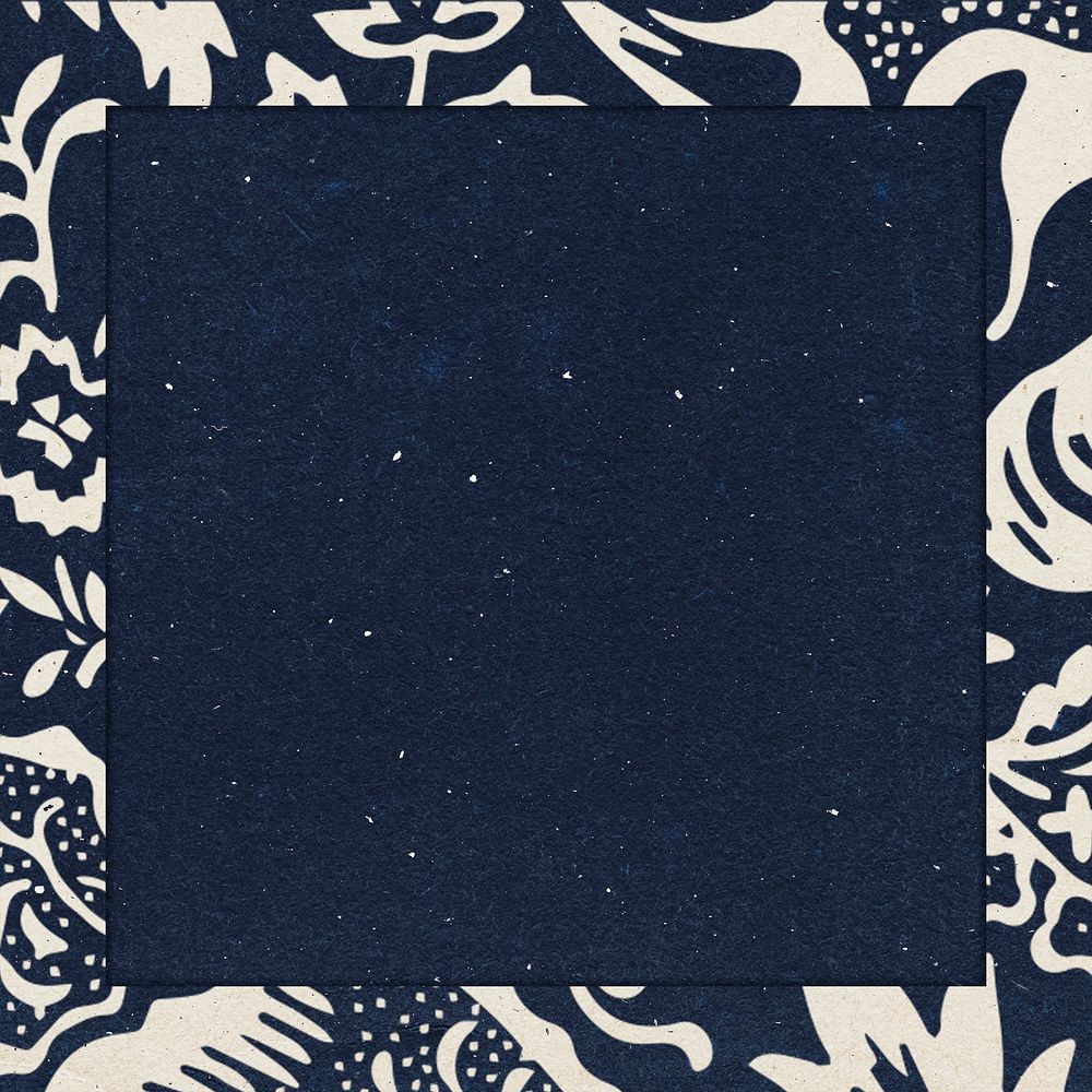 William Morris leafy frame psd remix botanical pattern indigo background