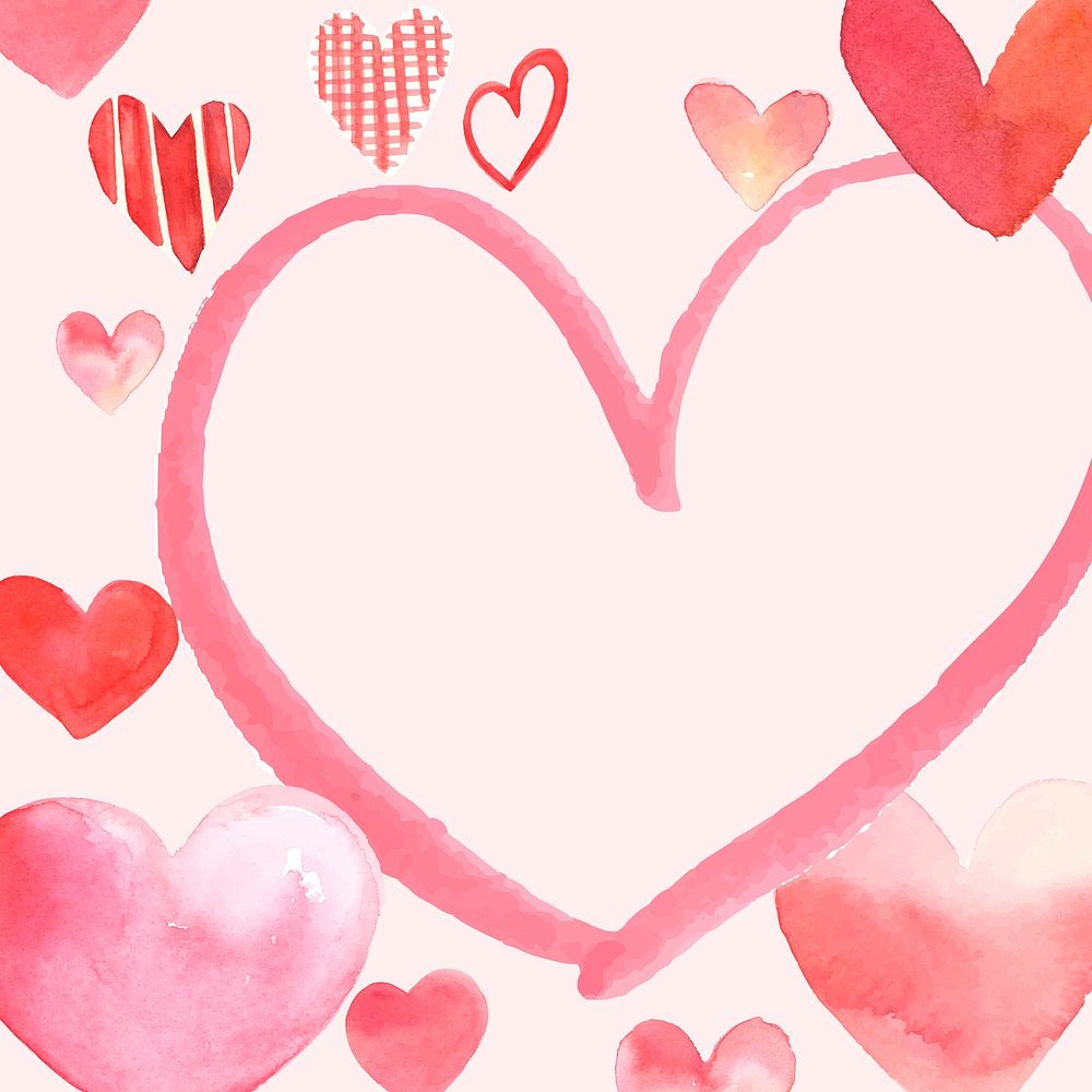 Romantic pink psd heart frame illustration