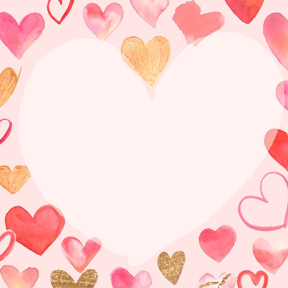 Romantic peach psd heart frame illustration