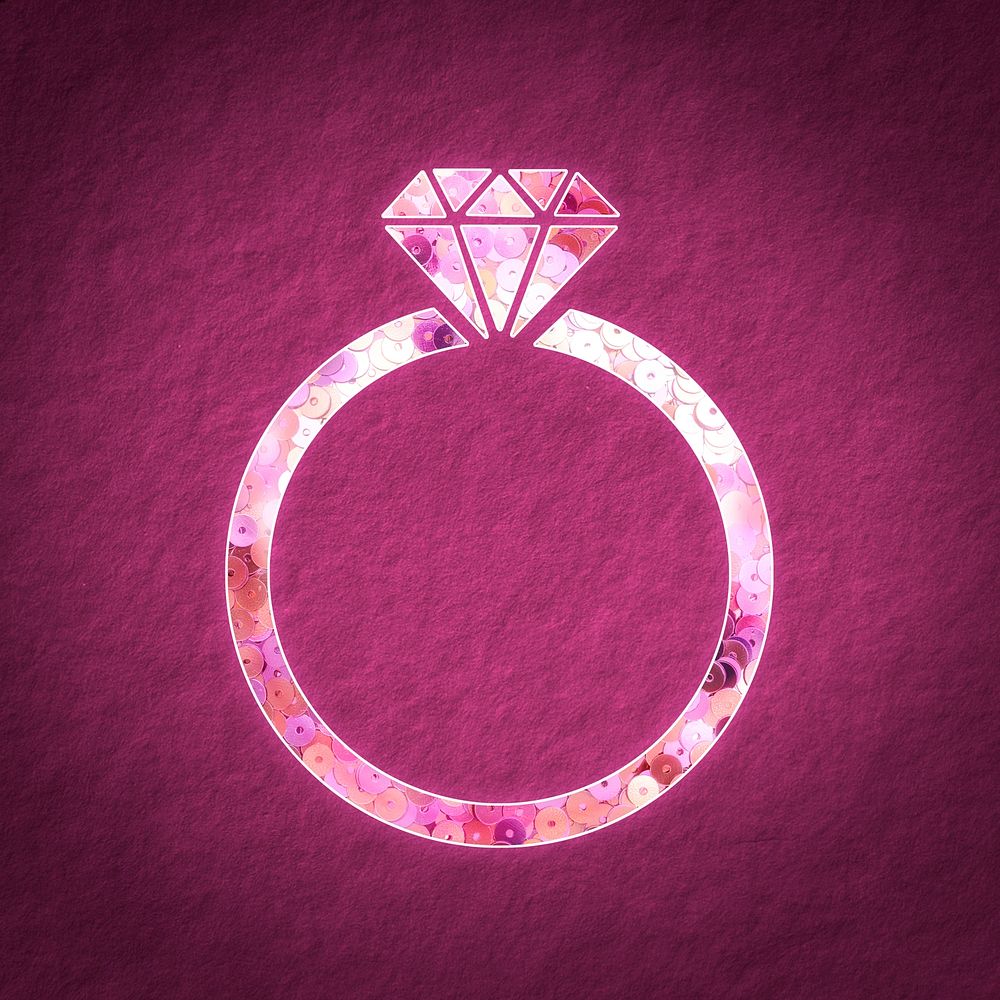 Pink sequin diamond ring psd valentine&rsquo;s surprise