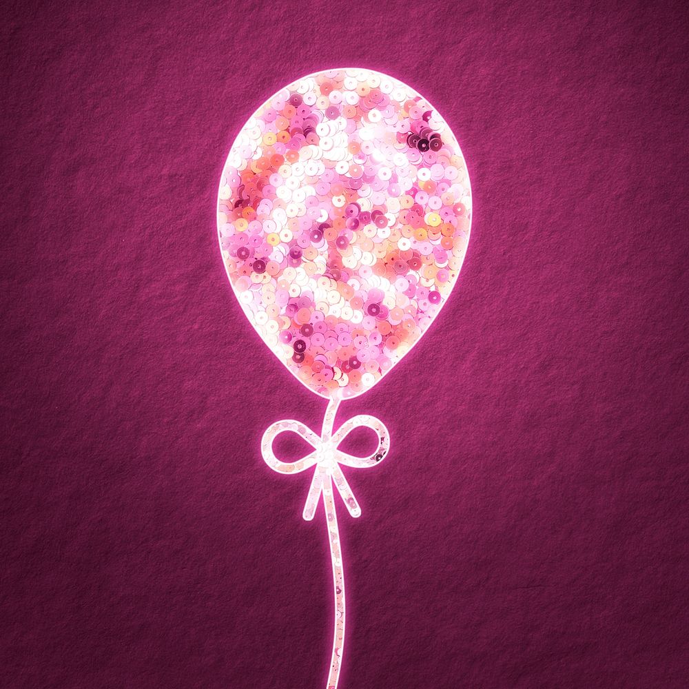 Glittery pink sequin balloon psd Valentine's gift