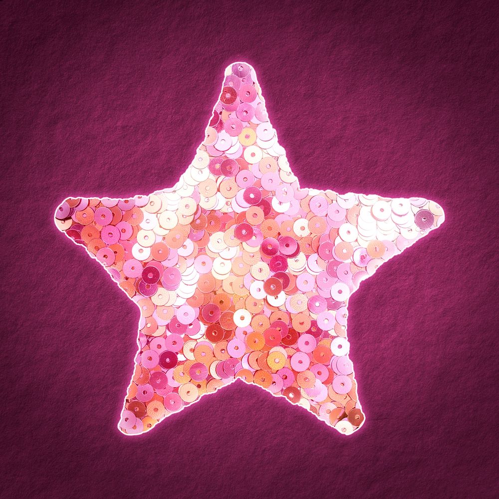 Glittery pink sequin star psd festive icon