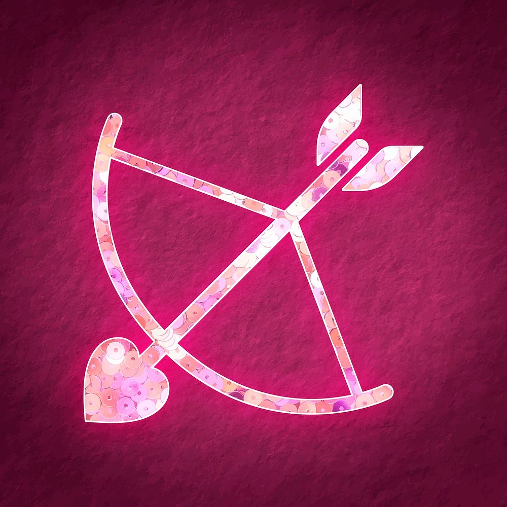 Pink sequin cupid arrow vector valentine&rsquo;s sticker