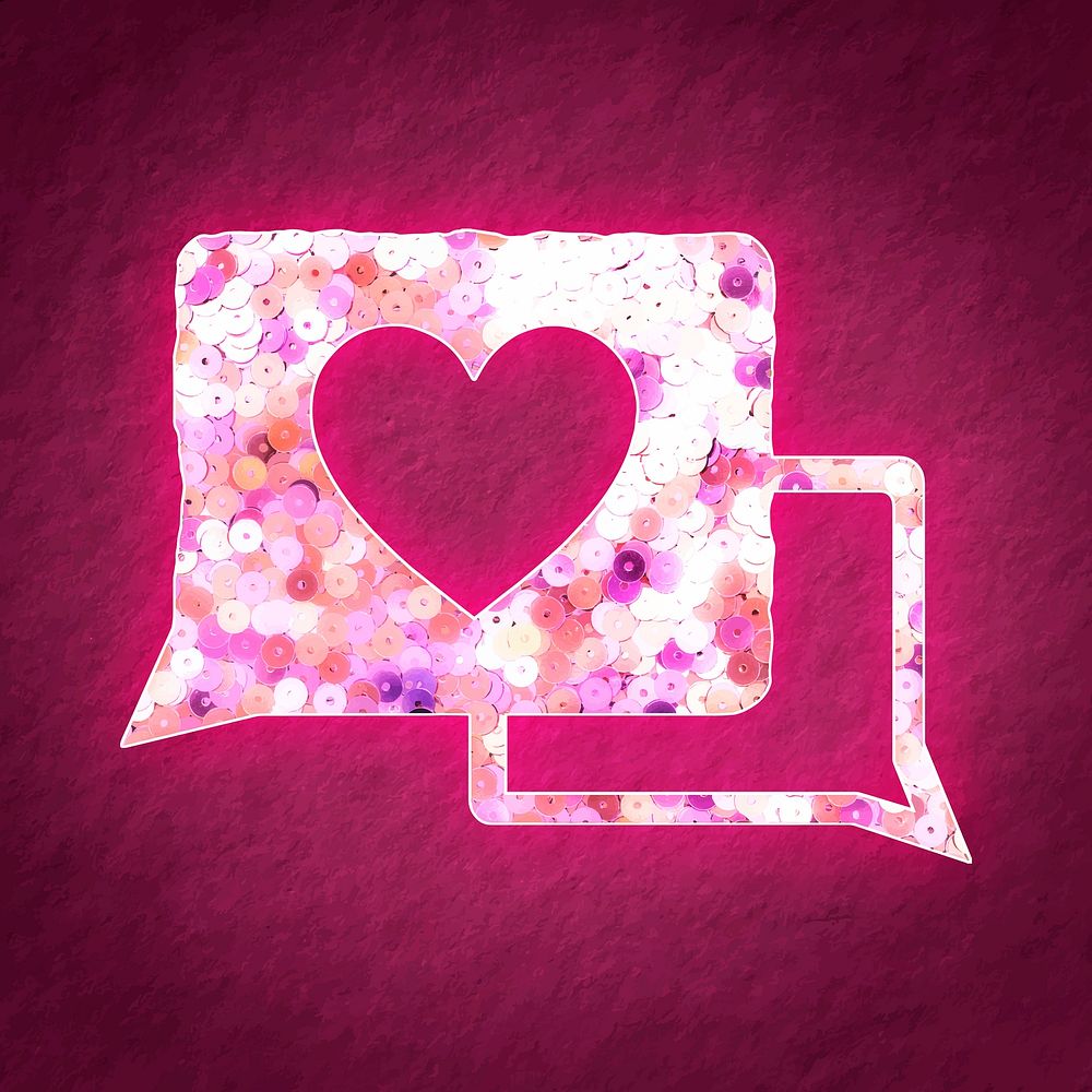 Glittery pink sequin love message vector valentine&rsquo;s online dating