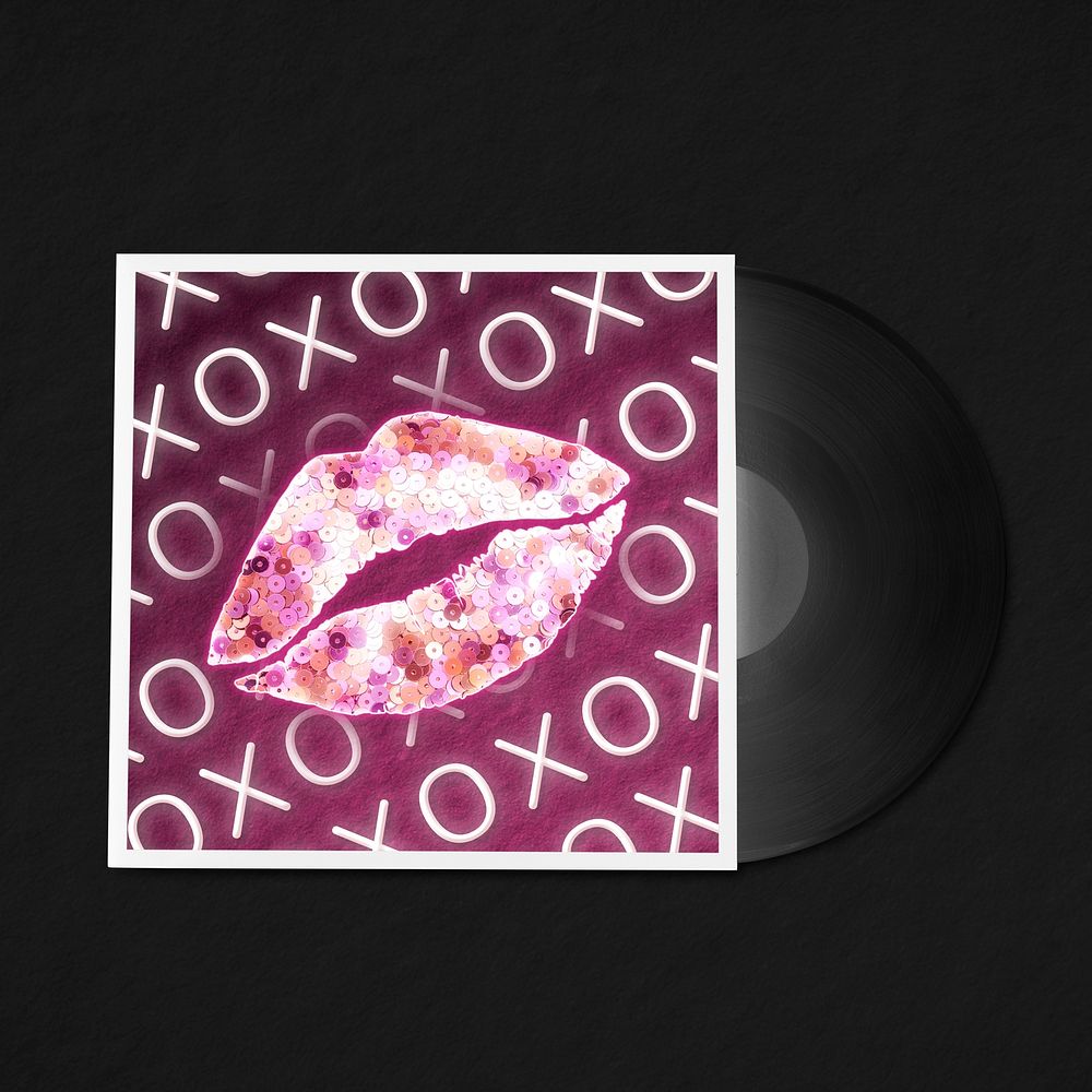 Vinyl cover mockup psd Valentine&rsquo;s flirting song