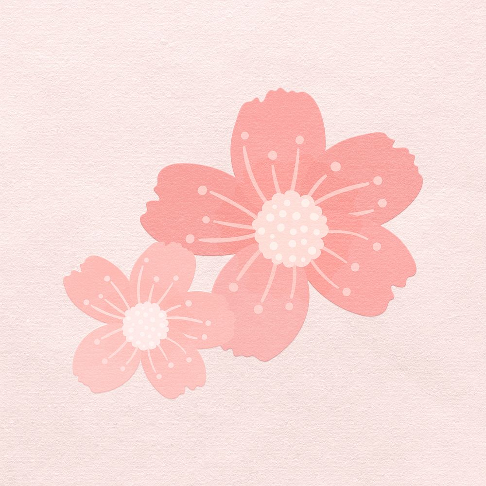 Pink cherry blossom psd design element