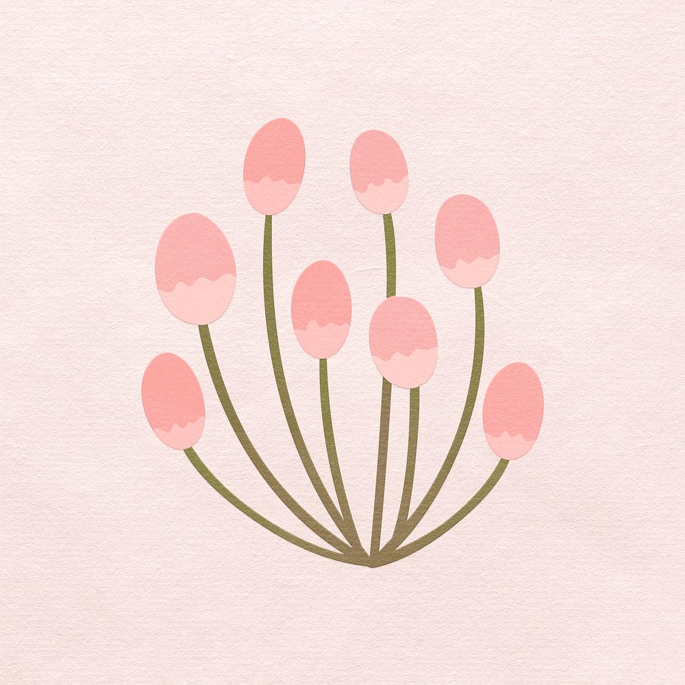 Pink spring flowers hand drawn illustration