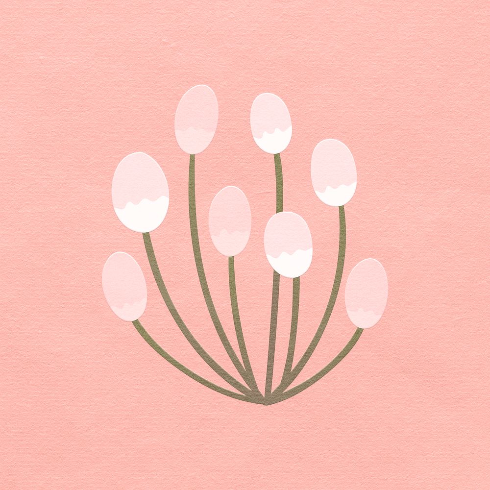 Pink spring flowers hand drawn illustration