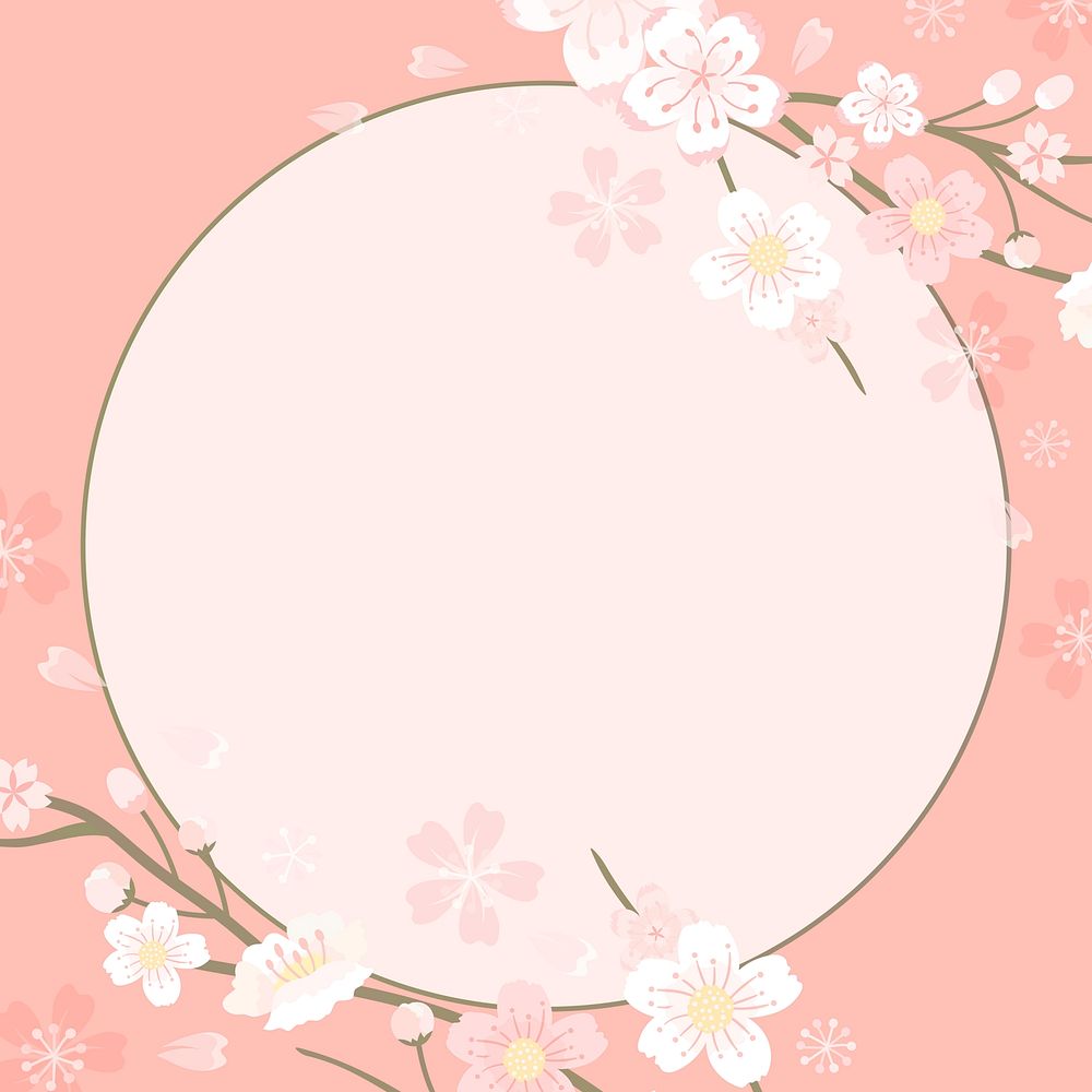 Pastel Sakura vector round frame