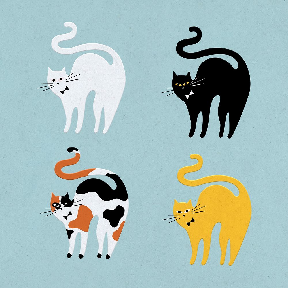 Kitten psd flat illustration collection