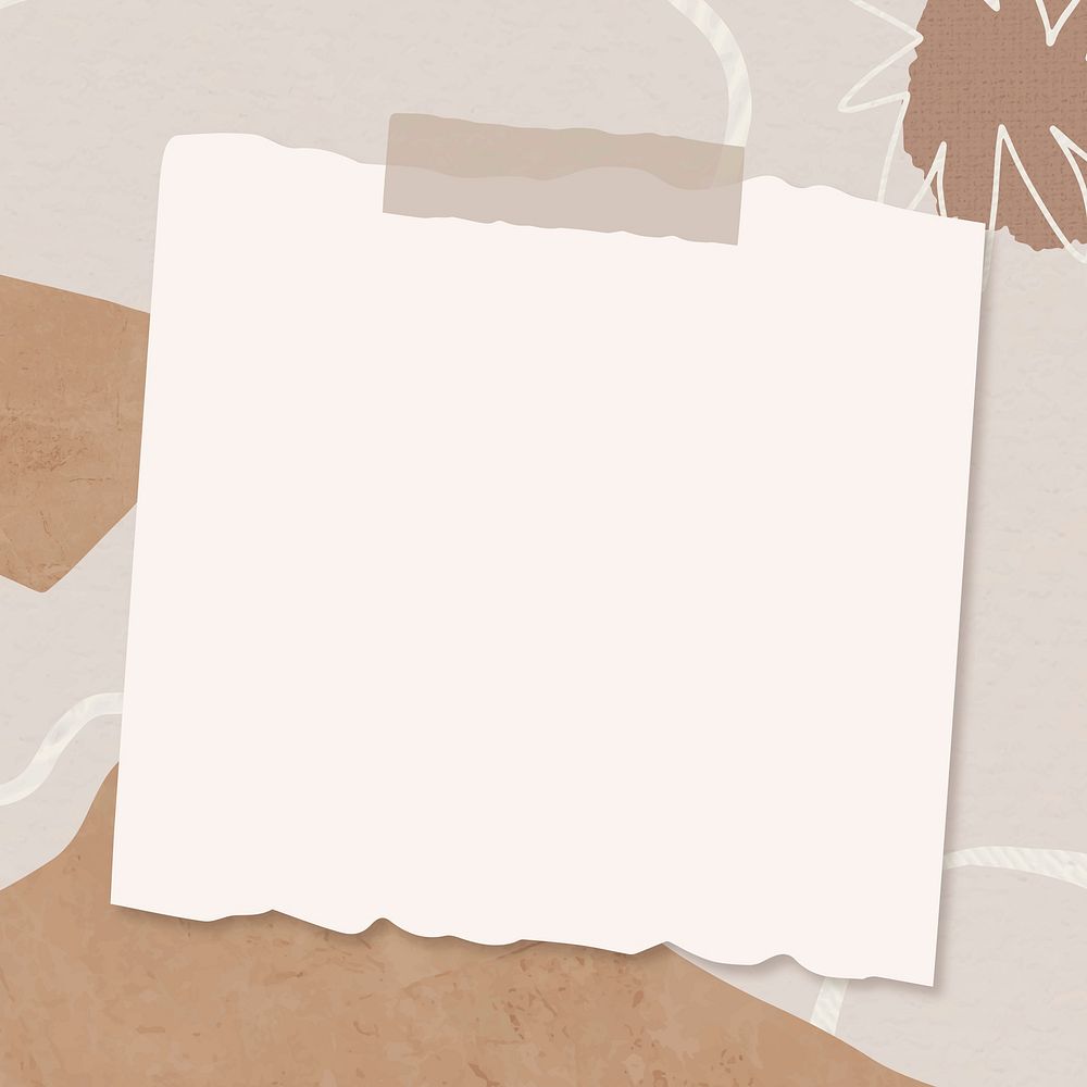 Memphis frame vector beige paper collage on brown abstract background