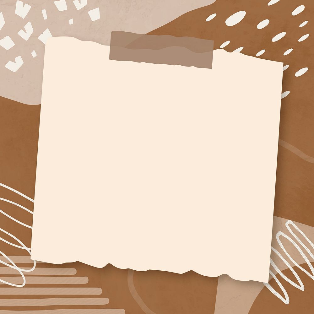 Paper note frame psd on beige Memphis pattern