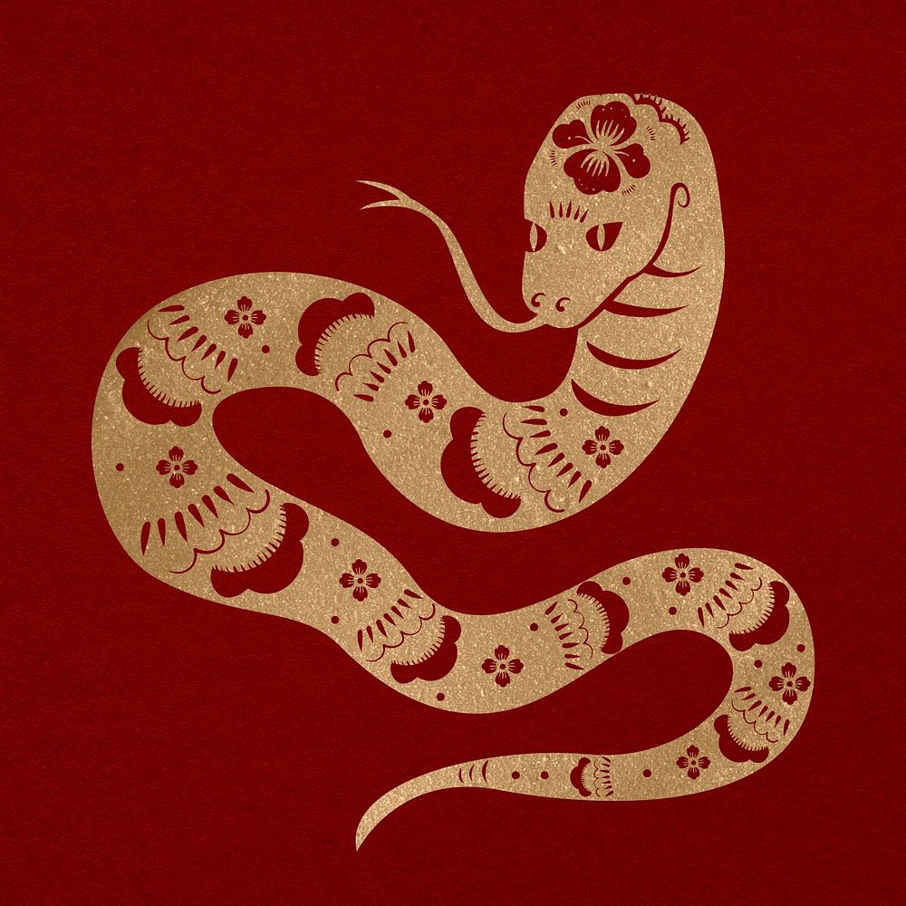 Chinese New Year snake psd gold animal zodiac sign sticker