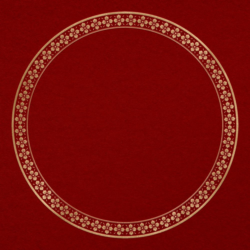 Chinese frame sakura psd pattern gold circle in Chinese New Year theme