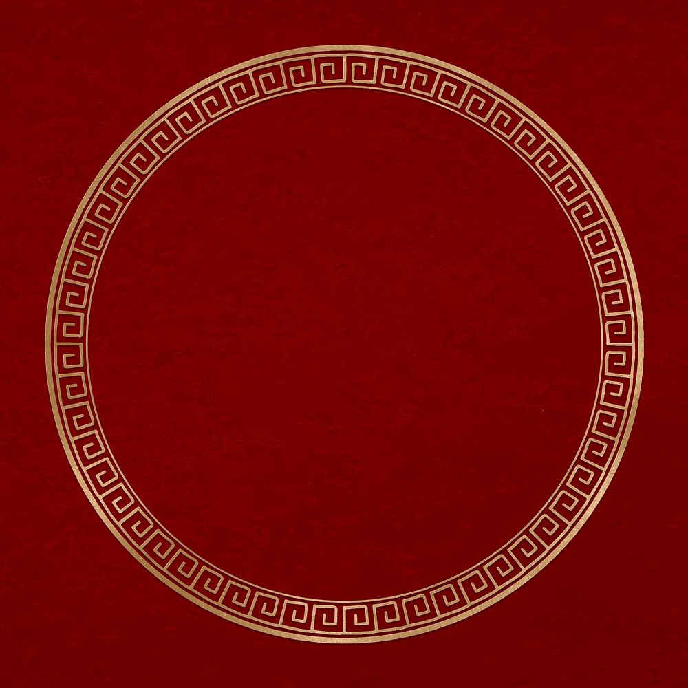 Chinese frame vector oriental woodblock pattern golden circle