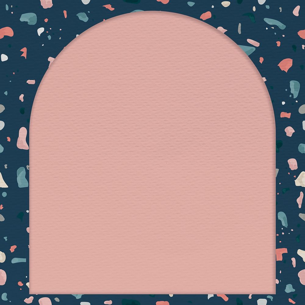 Blue terrazzo frame psd with pink background