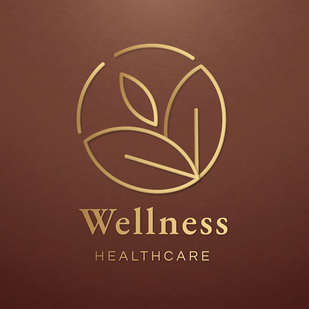 Gold wellness logo for healthcare illustration