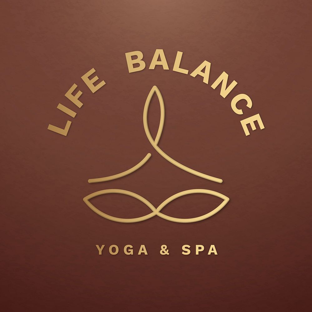 Gold yoga logo for health and wellness illustration
