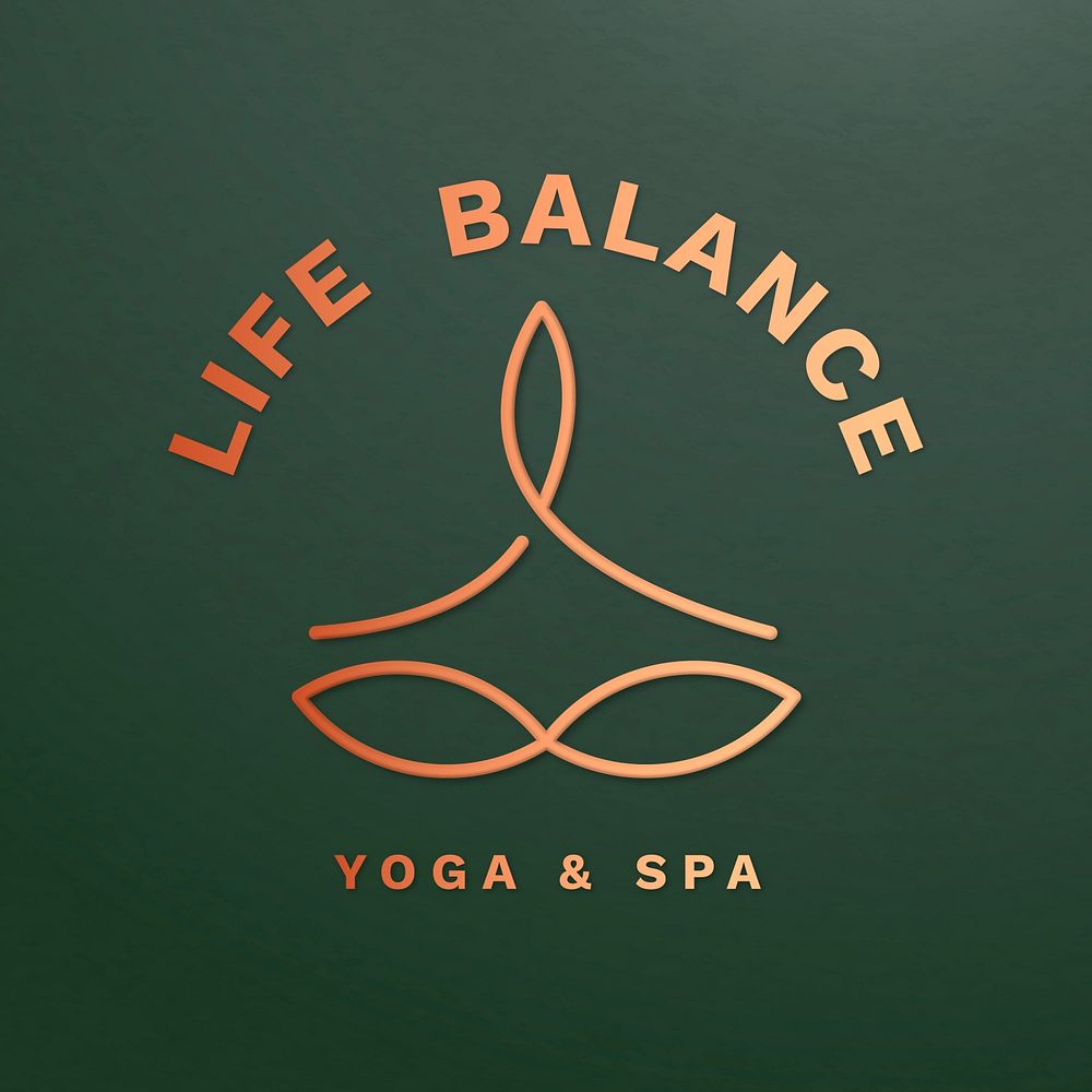 Gold yoga logo for health and wellness illustration
