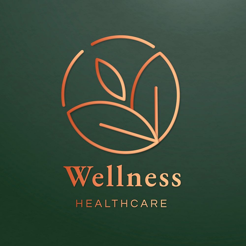 Gold wellness logo for healthcare illustration