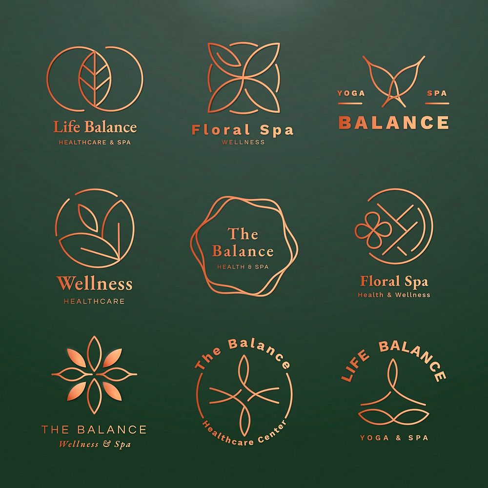 Health and wellness spa logo set illustration