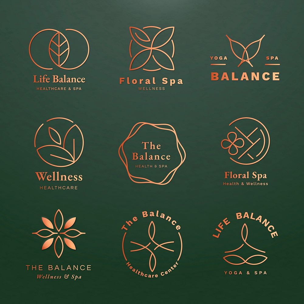 Free Vector  Luxury logo design collection. rose gold emblems