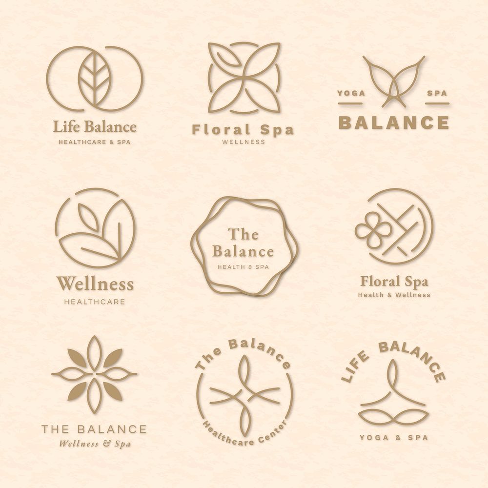 Editable yoga logo template vector set for health and wellness