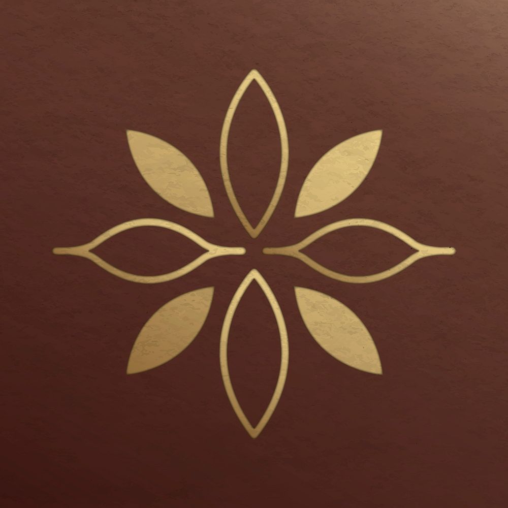 Golden floral psd logo for health and wellness