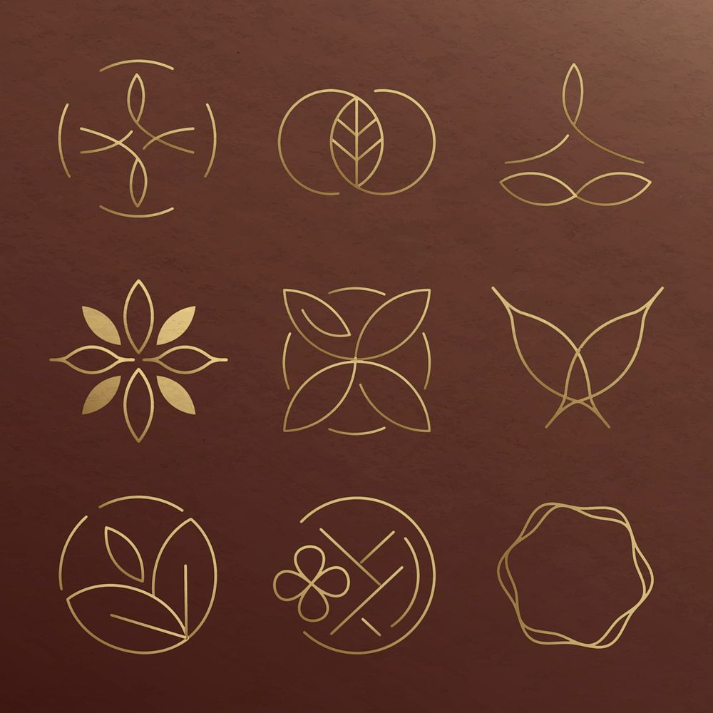 Luxury logo psd for health and wellness set on umber