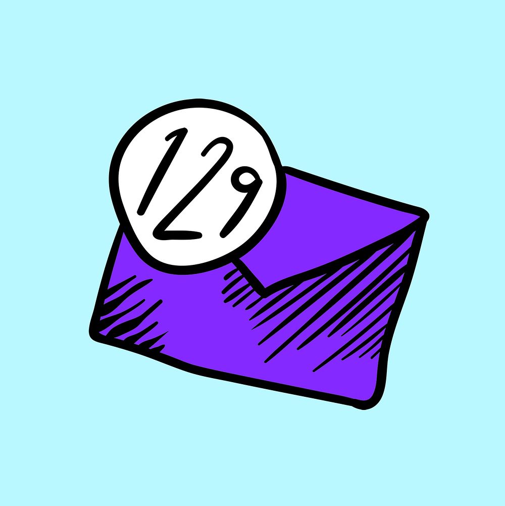 Purple message notification icon illustration for social media
