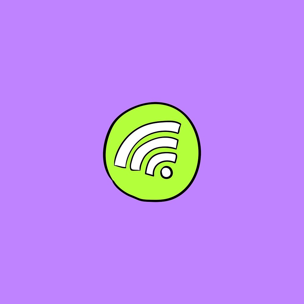Green wifi icon psd circle doodle sticker