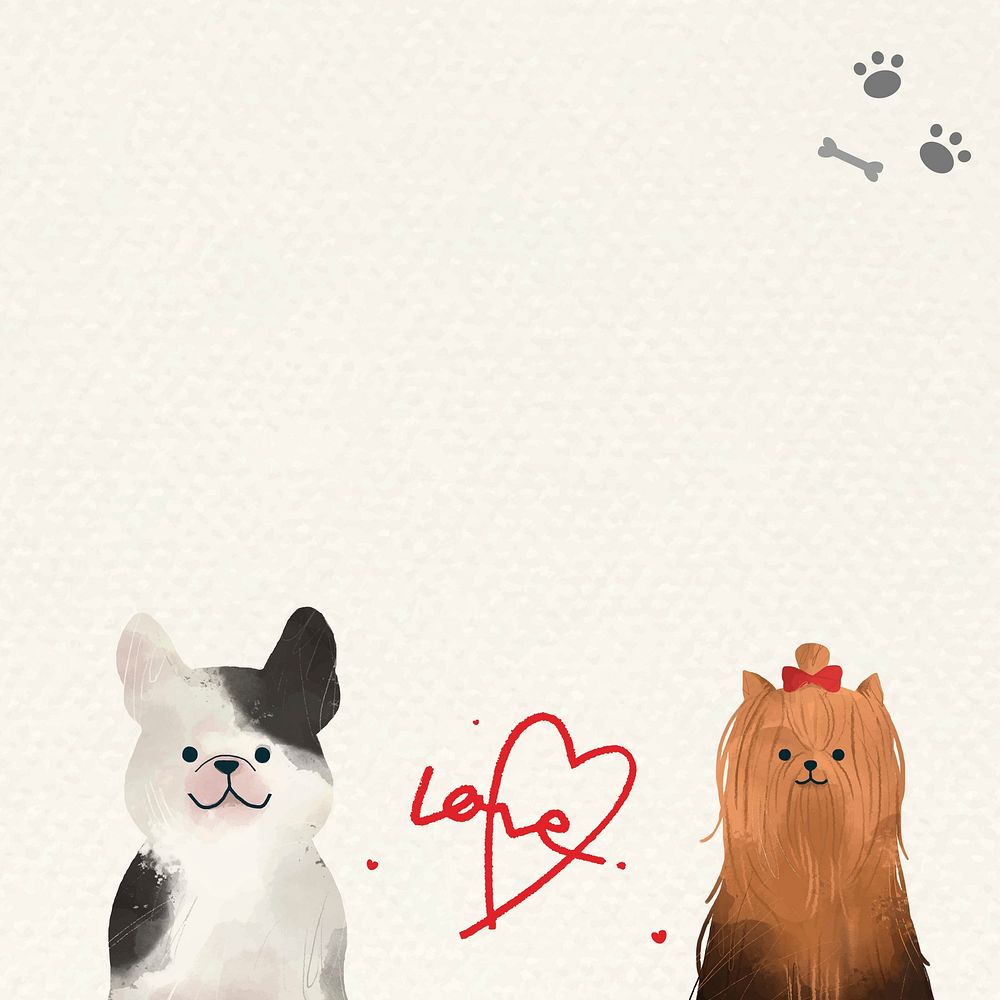 Dogs in love background vector with cute illustrations