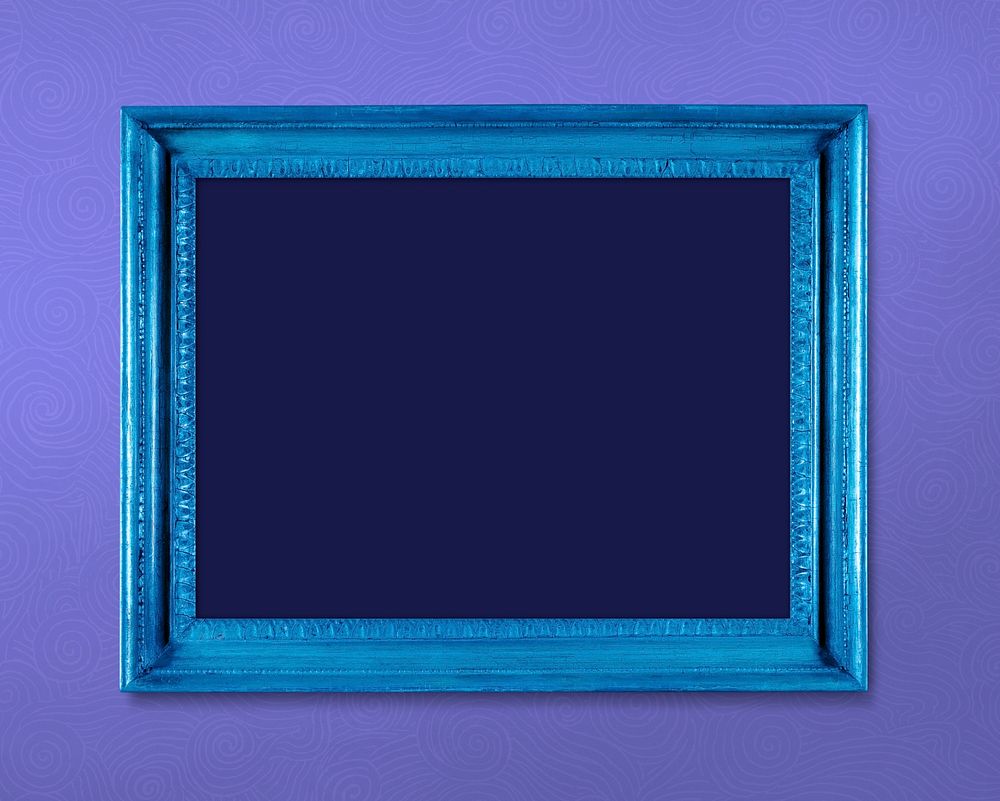 Picture frame mockup psd, neon blue home decor