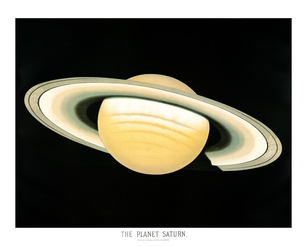 Trouvelot astrological painting, planet Saturn astronomical poster wall art decor