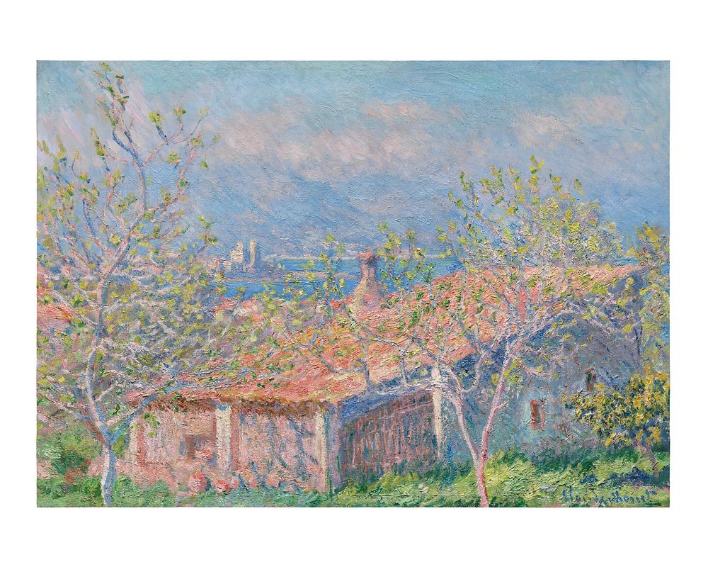 Claude Monet art print, famous Gardener's House at Antibes wall decor. Original from The Cleveland Museum of Art. Digitally…