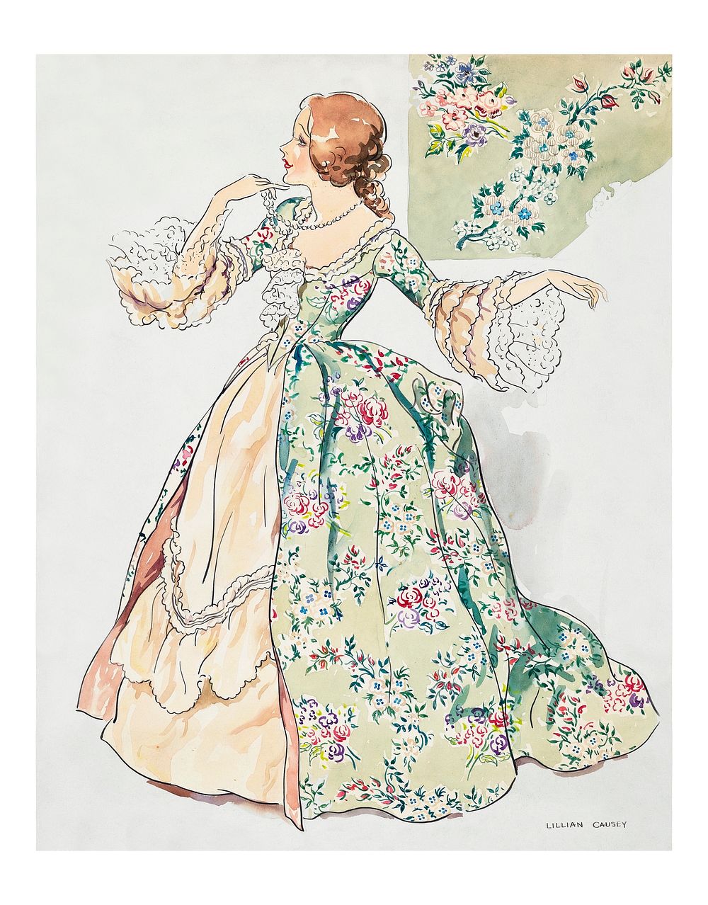 Lady's Costume art print (1936) by Lillian Causey. Original from The National Gallery of Art. Digitally enhanced by rawpixel.