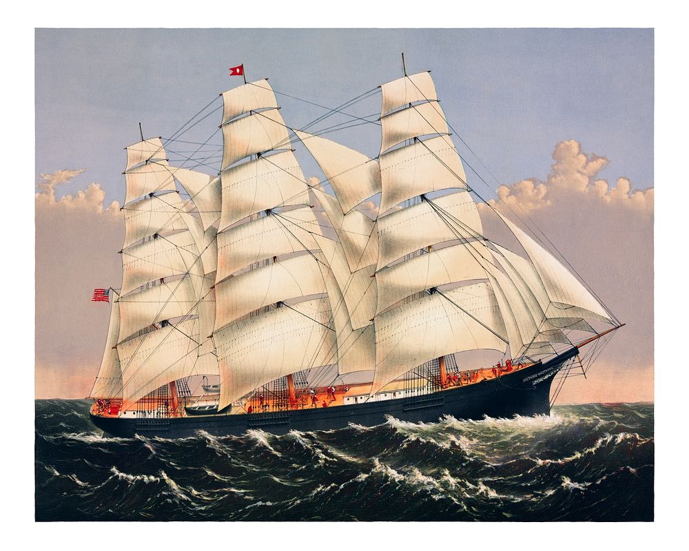Clipper Ship wall art by Currier & Ives. Original from Library of Congress. Digitally enhanced by rawpixel.