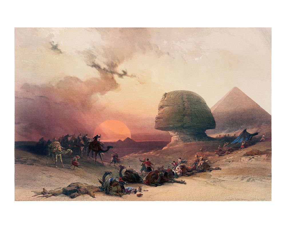Egypt art print, vintage painting. Simoom Desert (1796&ndash;1864) by David Roberts. Original from The New York Public…