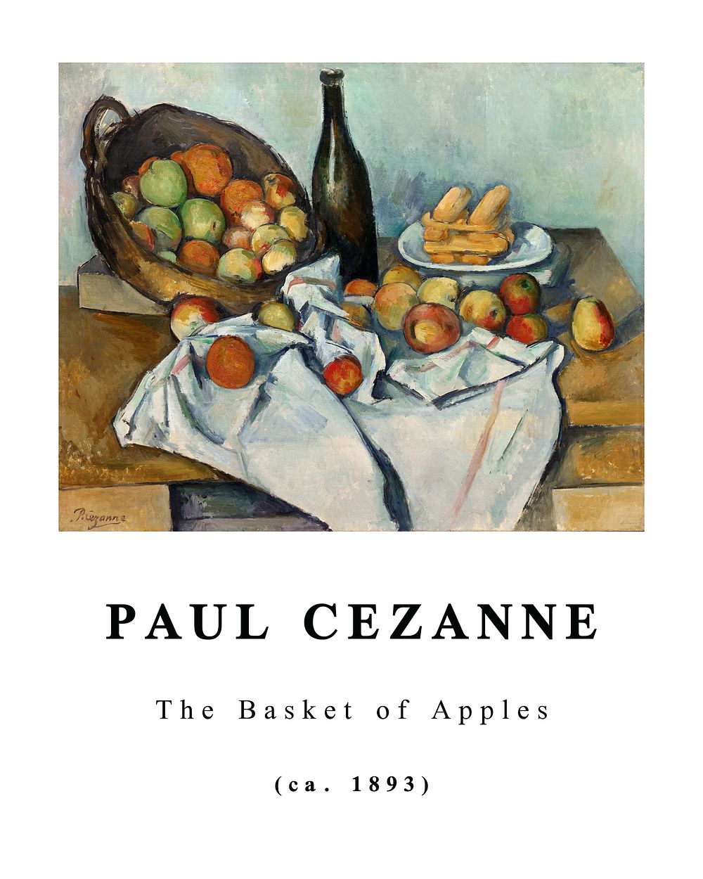 Paul C&eacute;zanne art print, the Basket of Apples painting (1893). Original from The Art Institute of Chicago. Digitally…