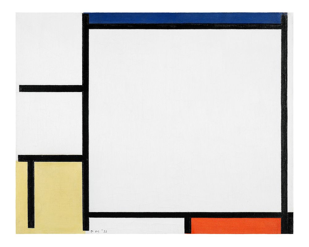 Piet Mondrian poster, printable Composition with Blue, Red, Yellow, and Black painting (1922). Original from The Art…