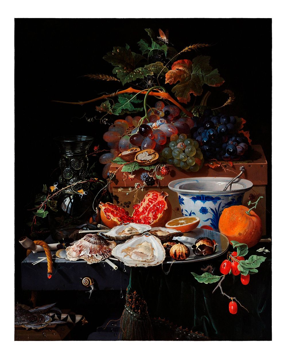 Abraham Mignon art print, Fruits and oysters (1660 &ndash;1679). Original from The Rijksmuseum. Digitally enhanced by…