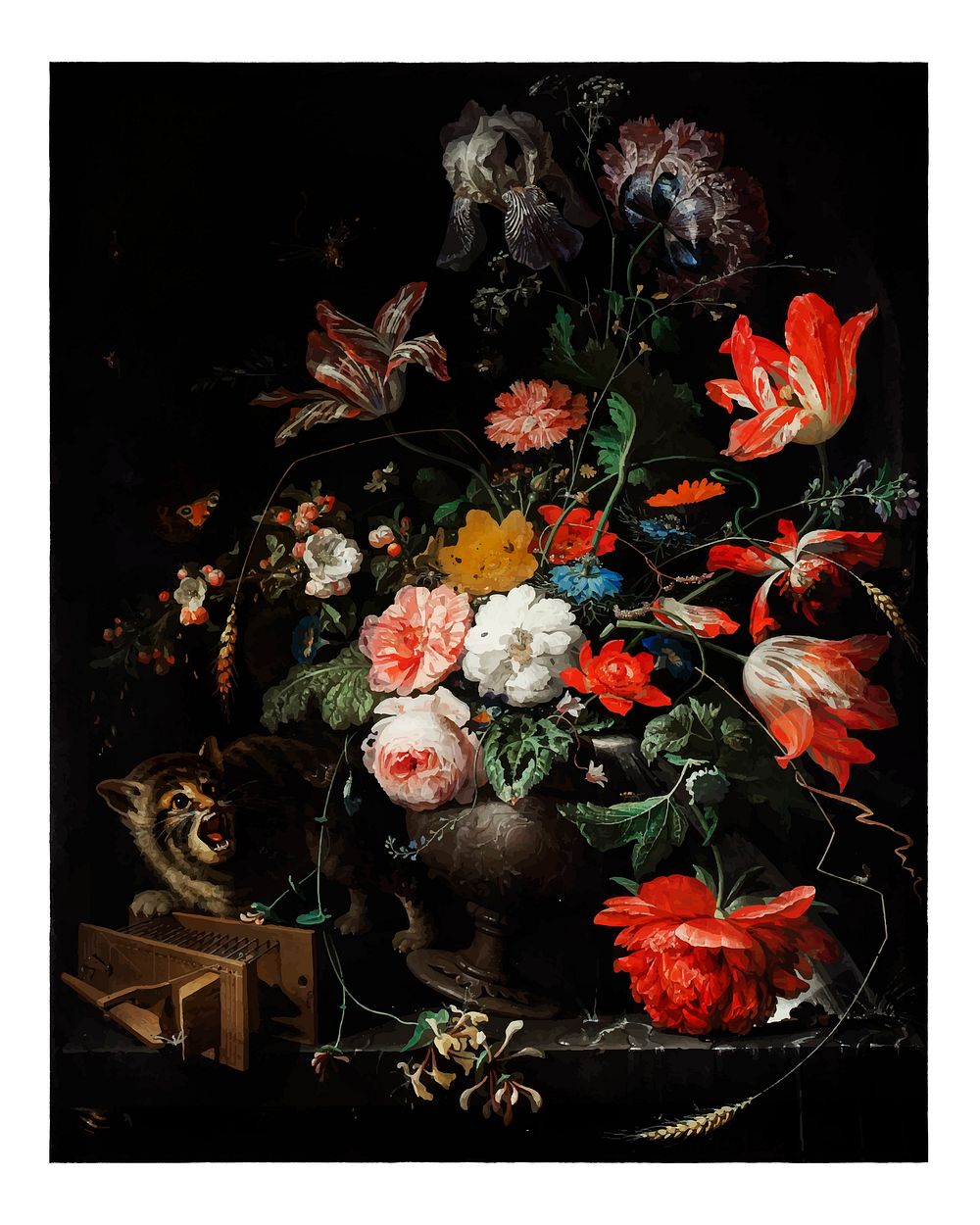 Overturned Bouquet art print by Abraham Mignon (1660&ndash;1679). Original from The Rijksmuseum. Digitally enhanced by…