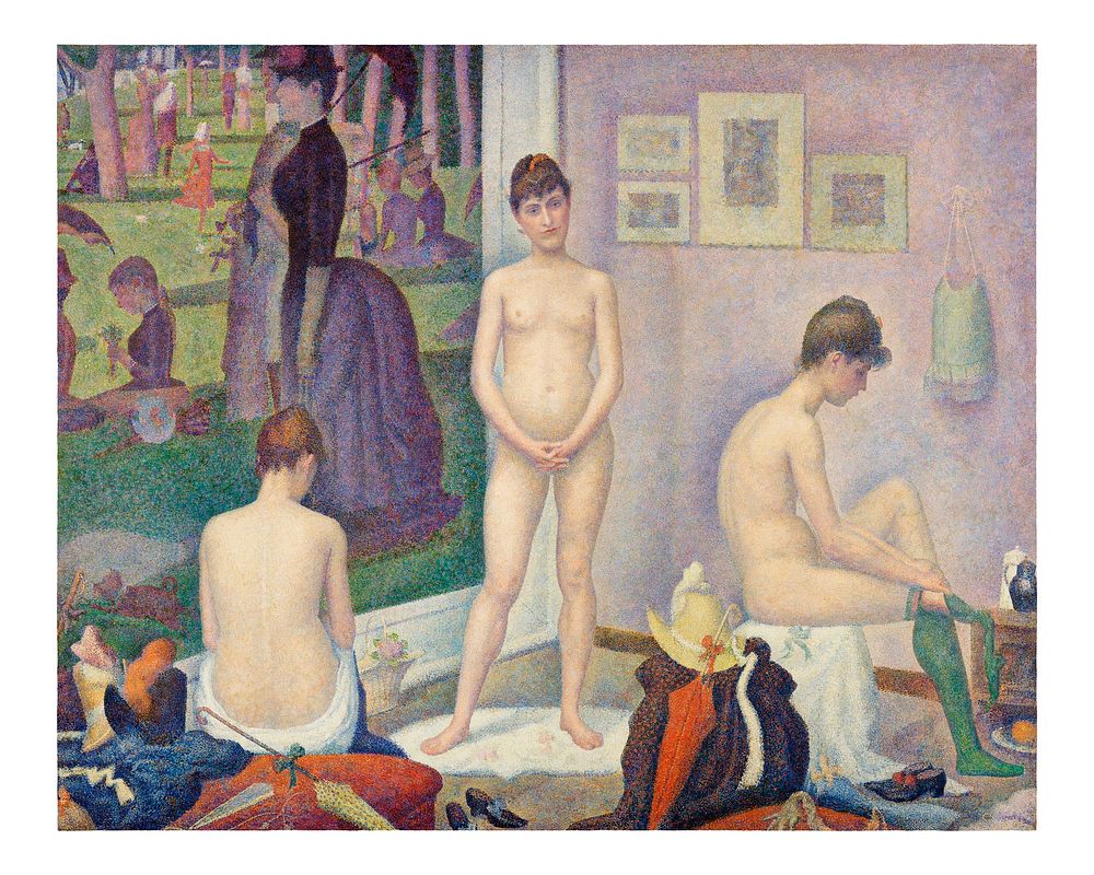 Georges Seurat nude poster, vintage Models (1886&ndash;1888). Original from Barnes Foundation. Digitally enhanced by…