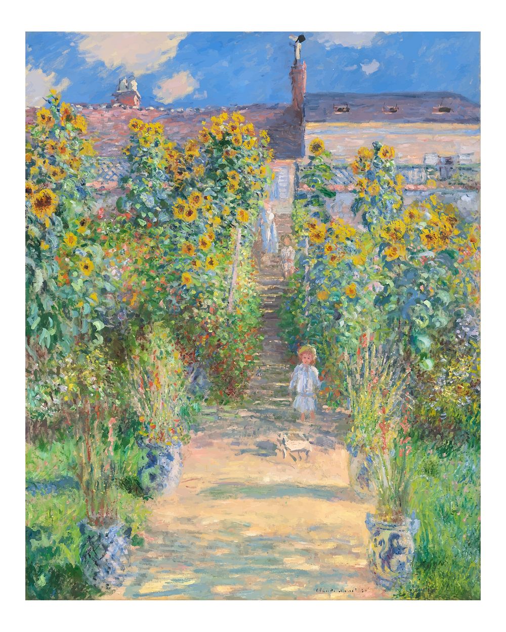 Claude Monet art print, The Artist's Garden at V&eacute;theuil painting (1881). Original from the National Gallery of Art.…