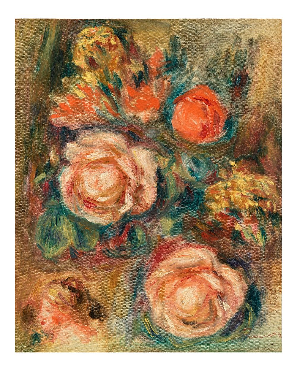 Pierre-Auguste Renoir poster, vintage Bouquet of Roses painting (1900). Original from Barnes Foundation. Digitally enhanced…