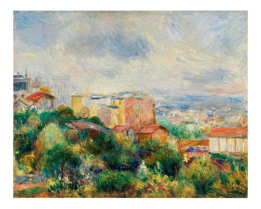 Pierre-Auguste Renoir art print, View From landscape painting (1892). Original from Barnes Foundation. Digitally enhanced by…