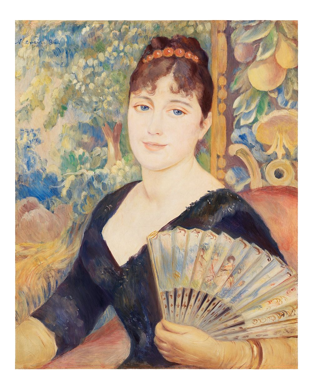 Pierre-Auguste Renoir wall art, Woman with Fan painting (1886). Original from Barnes Foundation. Digitally enhanced by…